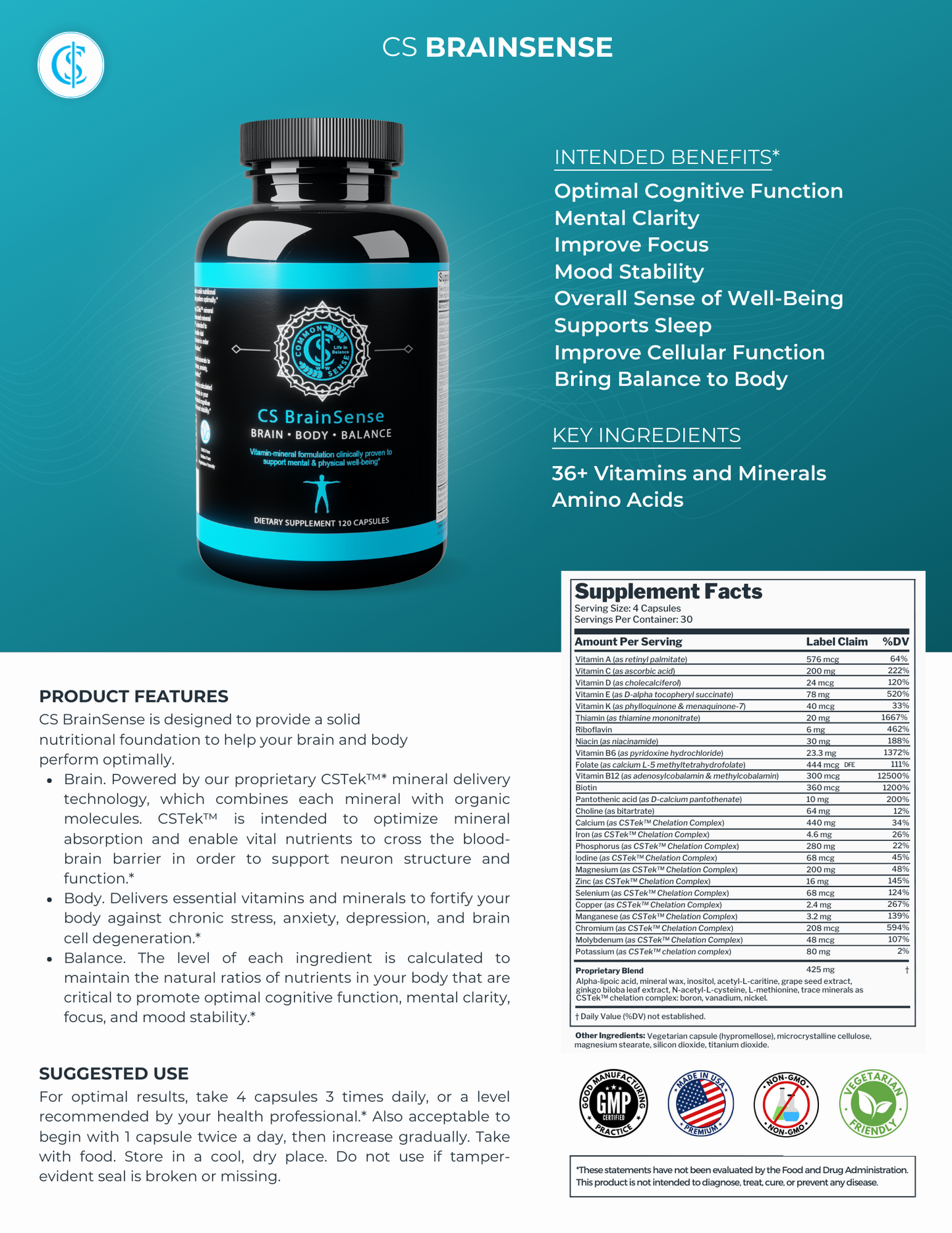 CS BrainSense and CS Men's Balance Vitality Supplement Package