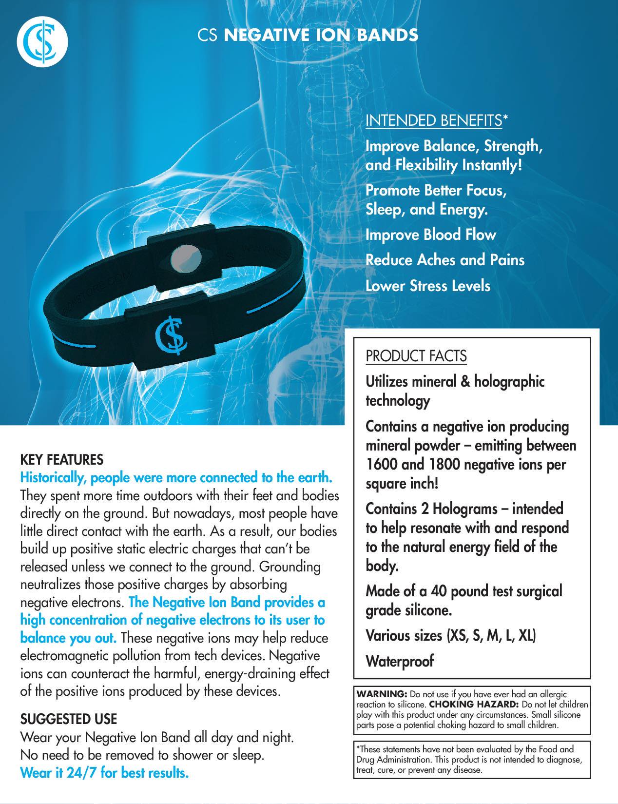 CS Negative Ion Band Extra Small