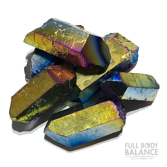 Titanium Coated Quartz Large Points Tumbled