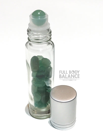 Essential Oil Roller Bottle with Green Aventurine Chips